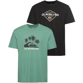 QUIKSILVER T-Shirt, (Packung, 2 tlg 2er-Pack), Gr. XXXL, grün + schwarz, , 77937231-XXXL