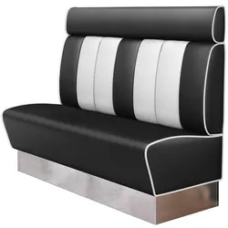 Dinerbank | Schwarz | B:H 160 x 128 cm | Gestreift | Leder | American Diner Sitzbank, American Dinerbank, American Diner Möbel