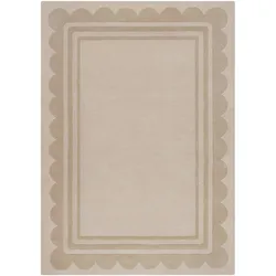 KADIMA DESIGN Wollteppich Handgetuftet mit elegantem Jakobsmuschel-Design | Langlebig & Komfortabel | 120x170cm