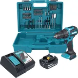 Makita DHP 490 RF1X3 inkl. 1 x 3,0 Ah + Ladegerät + 74 tlg. Zubehör Set + Koffer