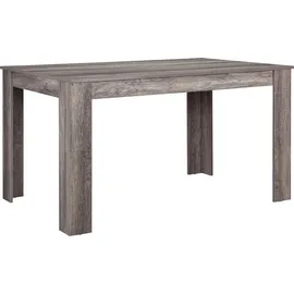 [en.casa] Esstisch Eiche antik mit 6 Stühlen schwarz Kunstleder gepolstert 140x90 Essgruppe Esszimmer - Schwarz
