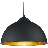 MeineWunschleuchte Pendelleuchte mit Metall Lampenschirm Schwarz-Gold Ø 31cm