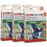 Tesa Powerstrips POSTER im 3er Pack - Doppelseitige Klebestreifen für Poster und Plakate - Selbstklebend und spurlos wieder ablösbar - Bis zu 200 g Halteleistung - insgesamt 60 Powerstrips