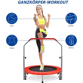 Costway φ101cm Mini Trampolin, faltbar, Kindertrampolin mit Haltegriff, - rot