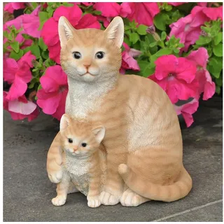 dazikemo Gartenfigur Gartenfigur Dekofigur Katze mit Katzenbaby