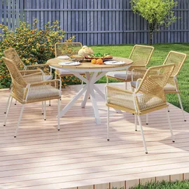 Outsunny Gartentisch Ø 118 x 74 cm Teak/beige