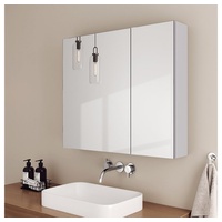 EMKE Spiegelschrank EMKE Badezimmerspiegelschrank Badspiegelschrank Verstellbare Trennwand zweitüriger spiegelschrank mit doppelseitigem(MC7) weiß 75 cm x 65 cm