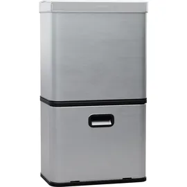 Klarstein Touchless Sensor-Mülleimer - 56L Küchen-Abfalleimer mit Bewegungssensor, 3-in-1-Mülleimer, Trennsystem, Soft-Close, Edelstahl, hygienisch - Silber