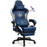 GTPLAYER Gaming Stuhl Gamer Stuhl mit Bluetooth-Lautsprechern und Fußstütze, Dragon Series Bürostuhl, Ergonomischer Drehsessel, Computerstuhl blau - Blau