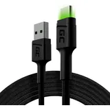 Green Cell KABGC13 USB Kabel USB 2.0 USB A USB C Stecker, mit LED-Beleuchtung