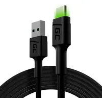 Green Cell KABGC13 USB Kabel USB 2.0 USB A USB C Stecker, mit LED-Beleuchtung