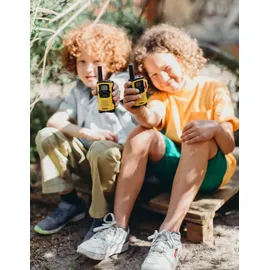 National Geographic 9111450 - Walkie-Talkies 2er-Set, Funkgeräte mit hoher Reichweite bis zu 6 km, Frei-Hand-Funktion, gelb/schwarz