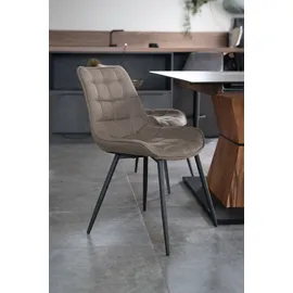 Home Deluxe Polsterstuhl Esszimmer IKALO - 2er Set - Webstoff Grau-Braun