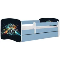 Raumhirsch furniture Kinderbett, Blau, Holzwerkstoff, Holzwerkstoff, 1 Schubladen, 80x160