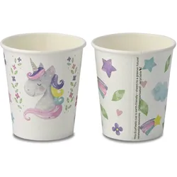 ECOFIESTA 96 Stück Papierbecher Einhorn 200ml - Umweltfreundliche Becher Kindergeburtstag - nachhaltige Einwegbecher ohne Plastik