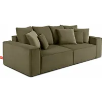 KONSIMO® Schlafsofa NAPI III Sofa 3-Sitzer, hergestellt in der EU, mit hochwertigem Kaltschaum,mit Kissen,mit Schlaffunktion,feine Cord grün