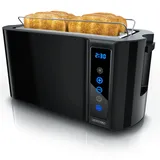 Arendo Toaster Edelstahl, mit Brötchenaufsatz, Display & Touch, wärmeisoliert, verschiedene Schlitze