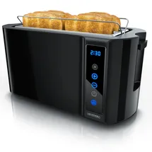 Arendo Toaster Edelstahl, mit Brötchenaufsatz, Display & Touch, wärmeisoliert, verschiedene Schlitze