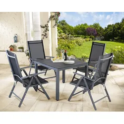 CASARIA® Aluminium Sitzgruppe Bern 4+1 WPC Tisch Hochlehner