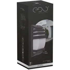 EDO Außenwandleuchte Aluminium spritzwassergeschützt E27 IP44 schwarz