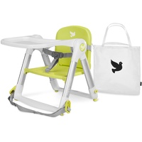APRAMO FLIPPA Sitzerhöhung Faltbarer Boostersitz Kindersitz mit Tablett, Tragbarer Reise Hochstuhl mit Tasche, Kinderstuhl zum Essen (Limette)