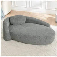 HAUSS SPOLE Schlafsofa mit Kissen,Loungesofa Relaxsofa aus Teddy mit abgerundeten Ecken,Grau, Teddystoff-Sofa, Relaxsofa mit hochelastischem Schaumstoff, Chaiselongue-Loungessel mit angemessener Stützkraft grau
