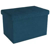 Intirilife Faltbare Sitzbank 49x30x30 cm in Ozean BLAU - Sitzwürfel mit Stauraum aus Stoff mit Mulden - Sitzcube Fußablage klappbare Aufbewahrungsbox Truhe Sitzhocker