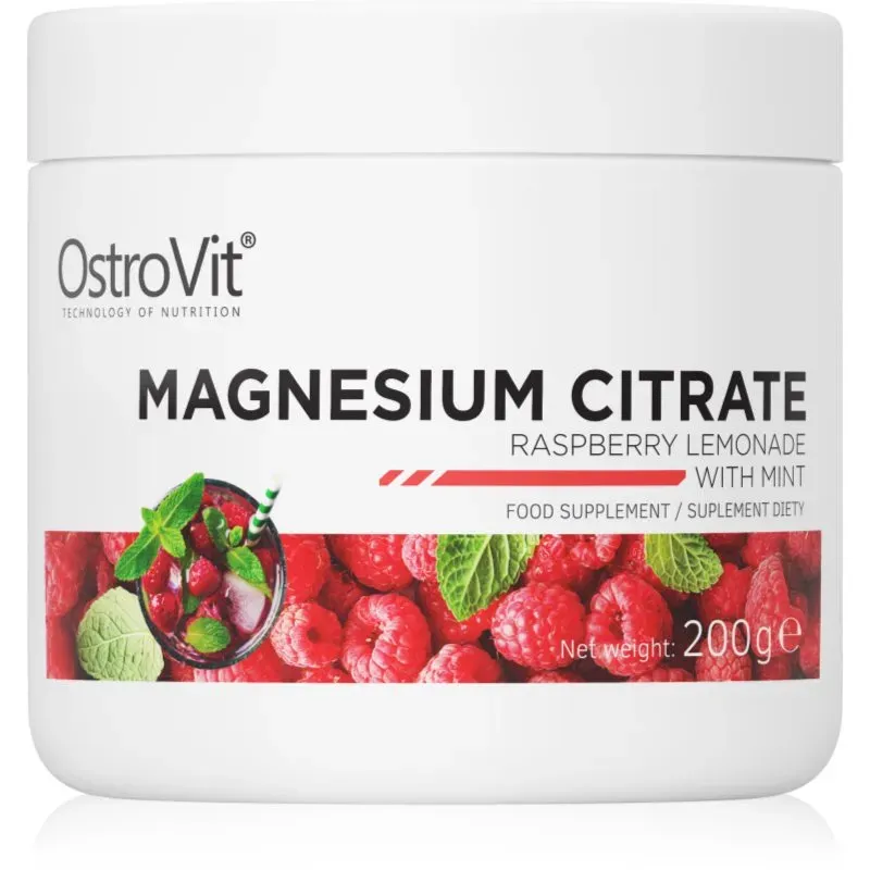 OstroVit Magnesium Citrate Pulver bei ungenügender Magnesiumaufnahme durch die Nahrung Geschmack Raspberry Lemonade with Mint 200 g
