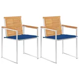 vidaXL Gartenstühle mit Kissen 2 Stk. Massivholz Teak und Stahl