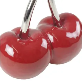Casablanca modernes Design Casablanca 36439 Skulptur - Dekoobjekt - Kirsche - Double Cherry - Keramik - rot/Silber 16 x 16 cm