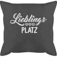 Kissen 50x50 - Statement mit Sprüchen - Lieblingsplatz - weiß - 50 x 50 cm - Grau - lieblingsplatz+kissen kissenbezug spruch sprüche mein bezug und fuellung spruechen sofakissen kissenhülle