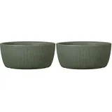Scheurich Linetto Bowl 30, Pflanzgefäß/Blumentopf/Pflanzkübel, rund, Farbe: Dark Green, hergestellt mit recyceltem Kunststoff, 10 Jahre Garantie, für den Außenbereich (Packung mit 2)