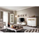 Xlmoebel Sideboard Luxuriöses Wohnzimmermöbel-Set mit TV-Unterschrank, Holzoptik, (3tlg Wohnzimmer Set (Sideboard + TV-Lowboard + Eckvitrine), Hergestellt in Europa weiß