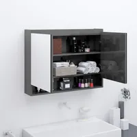 VidaXL Spiegelschrank fürs Bad 80x15x60 cm MDF Glänzend Grau