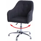 Mendler Esszimmerstuhl HWC-L92, Küchenstuhl Stuhl mit Armlehne, drehbar höhenverstellbar Metall ~ Stoff/Textil dunkelgrau