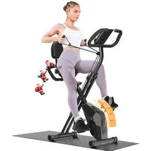 Dskeuzeew Heimtrainer Fahrrad Klappbar Ergometer Heimtrainer Fahrrad mit Integriertes Widerstandsband für Zuhause 150kg Belastbar mit Magnetwiderstand und LCD-Display Hometrainer Platzsparend