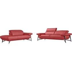 Egoitaliano Polstergarnitur »Anais, Design mit hohem Sitzkomfort für mehr Bequemlichkeit«, Set: bestehend aus Sofa und Ottomane, inkl. Kopfteilverstellung Egoitaliano rot