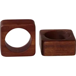ASA 2er Set Serviettenringe, quadrat. glatt wood