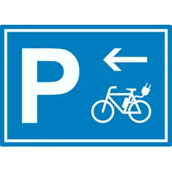 HB-Druck E-Bike Elektrorad Parkplatz mit Richtungspfeil links Aufkleber waagerecht A3 (297x420mm)