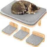 Happy Pet HAPPYPET Katzen Kletterwand Set 4-teilig für große Katzen – Wandkratzbaum Luxus Katzenwand Stabil, Katzenregal aus Massivholz, belastbar bis 45 Kg