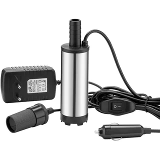 Wiltec Mini Pumpe 12-15 l/min 8500 U/min 12 v, 16 mm Auslass, Tauchpumpe für Wasser und Dieselöl, zum Ablassen von Flüssigkeit, Entwässerung,