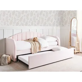 Beliani Ausziehbett Eyburie 90 x 200 cm pastellrosa