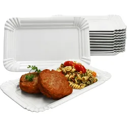 12x Pur Pappteller aus Porzellan 24,5x16cm weiß Servier-Teller Kuchen Burger