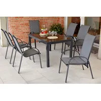 Merxx Amalfi Garten-Essgruppe 7-tlg. Tisch 200 x 90 cm grau 50710-309