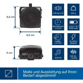 HQ Power Hq-power Tragbarer Sprachverstärker mit Headset und Tragband, 5 W, Schwarz
