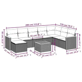 vidaXL Gartensofa-Set 9-tlg. schwarz