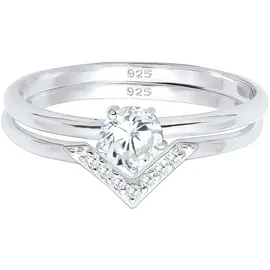 Elli Ring Damen Set, Solitär Dreieck Zirkonia Edel in 925 Sterling Silber