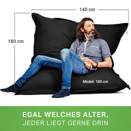 Green Bean Indoor Sitzsack XXL 140x180cm 380 Liter Kinder - Erwachsene Bean Bag EPS Perlen Füllung Riesensitzsack Groß Liegekissen Sitzkissen - Petrol Schwarz
