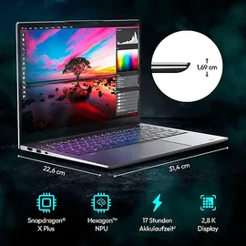 Medion SPRCHRGD 14 S1, Copilot+ PC, Notebook, mit Zoll Display, Qualcomm Snapdragon X Plus,X1P-42-100 Prozessor, 16 GB RAM, 512 SSD, AdrenoTM Onboard Graphics, Grau, Windows 11 Home (64 Bit)