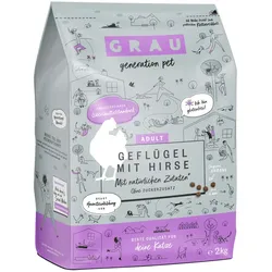grau Geflügel + Hirse Katze Katzentrockenfutter 2 Kilogramm